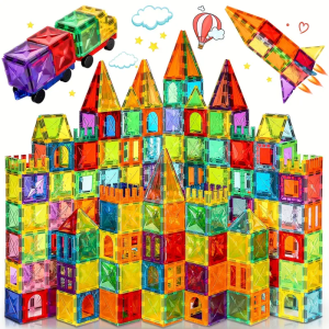 120PCS Deluxe Magnetic Tiles with 2 Cars Toy Set,